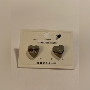 Silver Heart Gucci Earrings - COPIES